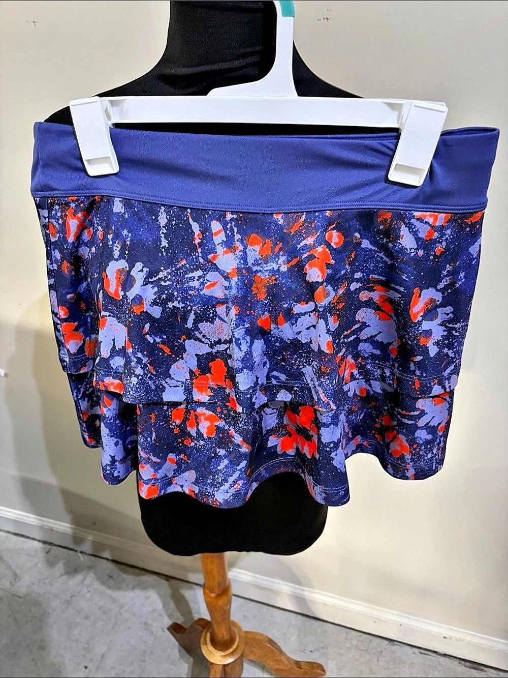 Women's Abstract Mini Skirt in Blue & Orange